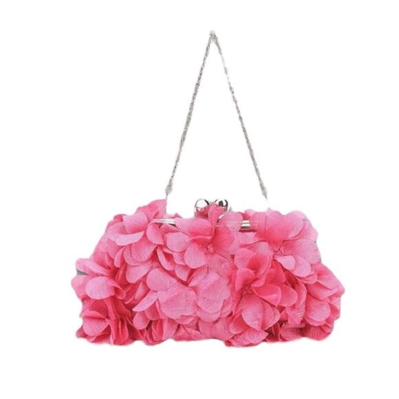 Pretty In Pink Small Floral Clutch Bag with Detachable Chain - Picture 4 of 4